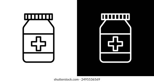 Medicine bottle line icon vector illustration set.