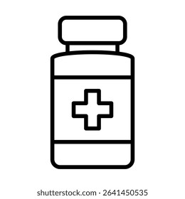 Medicine bottle line icon. Vector icon.