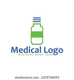 Medicine bottle logo in vector