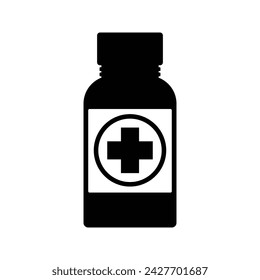 medicine bottle, medication icon vector