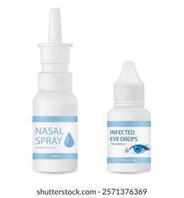 Medicine bottle mockup with precise droppers to ensure accurate dosage for eyes and nose