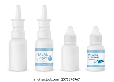 Medicine bottle mockup with precise droppers to ensure accurate dosage for eyes and nose