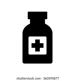 Medicine bottle on white background. Vector illustration.