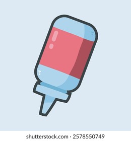 medicine bottle with outline flat vector design.