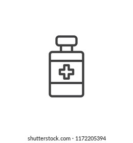 Medicine bottle outline icon. linear style sign for mobile concept and web design. Medical container simple line vector icon. Symbol, logo illustration. Pixel perfect vector graphics