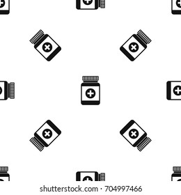 Medicine bottle pattern repeat seamless in black color for any design. Vector geometric illustration