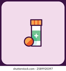 Medicine Bottle and Pill Icon Design Graphic