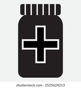 Garrafa de medicamento e pílula ícone vetor. ilustração vetorial.