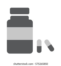 Medicine bottle with pills flat icon vector illustration EPS 10