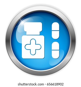 medicine bottle and pills icon