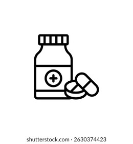 medicine bottle and pills icon vector