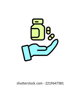 Medicine bottle and pills line icon. Simple element illustration. Medicine bottle and pills concept outline symbol design.