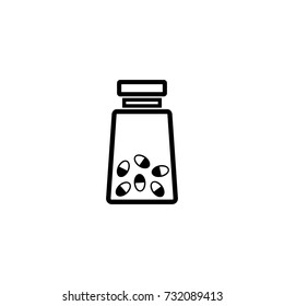 Medicine bottle with pills vector icon white