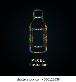 Medicine bottle - pixel icon. Vector Illustration. Design logo element. Isolated on black background. It is easy to change to any color.