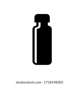 Medicine bottle silhouette icon, medication kit sign, black bottle clip art isolated on white background