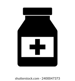Medicine bottle silhouette icon. Vector.