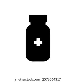 Medicine bottle   silhouette icon vector design.