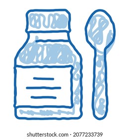 Medicine Bottle sketch icon vector. Hand drawn blue doodle line art Medicine Bottle sign. isolated symbol illustration