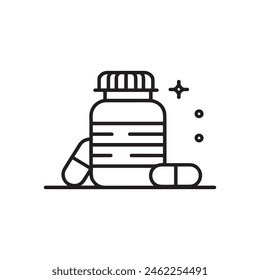 Botella de la medicina y el icono de la botella de la tableta Vector.