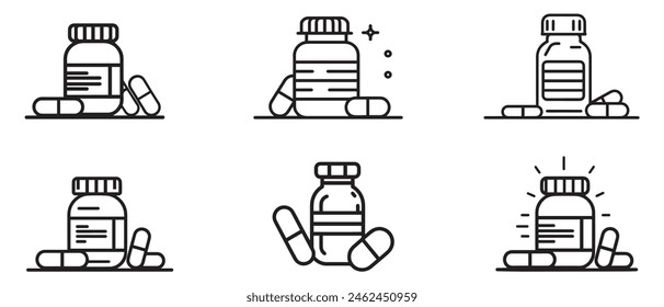 Medikamentenflasche und Tablettenflaschensymbol Vektorgrafik. Symbol Illustration Design.