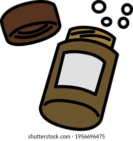Medicine bottle tablet supplement illustration icon
