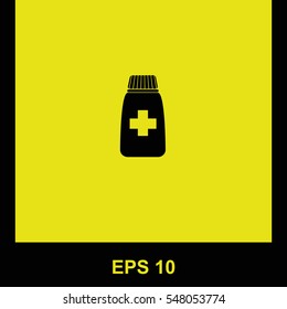 Medicine bottle vector black icon. Isolated illustration. Business picture.