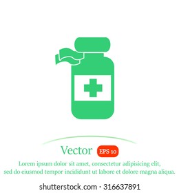 Medicine bottle vector icon.