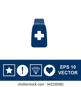Medicine bottle vector icon.