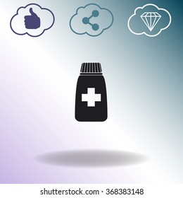 Medicine bottle vector icon.