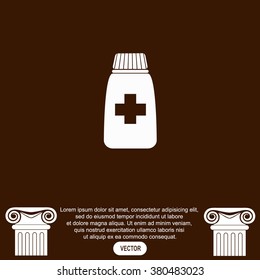 Medicine bottle vector icon.