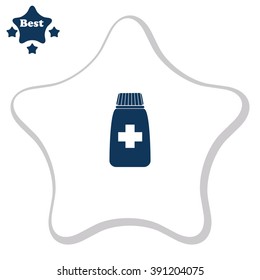 Medicine bottle vector icon.