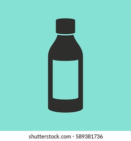 Medicine bottle vector icon. Black illustration isolated for graphic and web design.