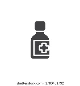 Medicine Bottle vector icon. filled flat sign for mobile concept and web design. Bottle with medical cross glyph icon. Symbol, logo illustration. Vector graphics
