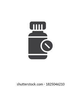 Medicine bottle vector icon. filled flat sign for mobile concept and web design. Medical pill bottle glyph icon. Symbol, logo illustration. Vector graphics