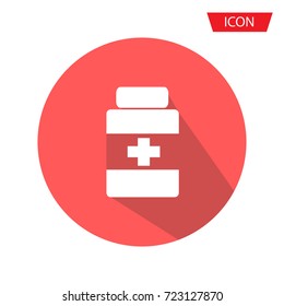 Medicine bottle vector icon, flat icon isolated on background.