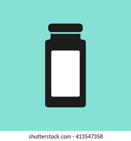 Medicine bottle    vector icon.  Illustration isolated on green  background for graphic and web design.