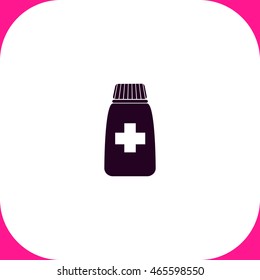 Medicine bottle vector icon on white background.