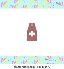 Medicine bottle vector icon on white background. Isolated illustration. Business picture.