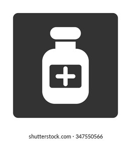 Medicine Bottle vector icon. Style is flat rounded square button, white and gray colors, white background.