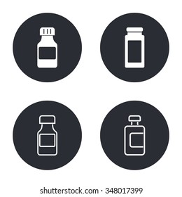 Medicine bottle   - vector icon in white  on a black background.