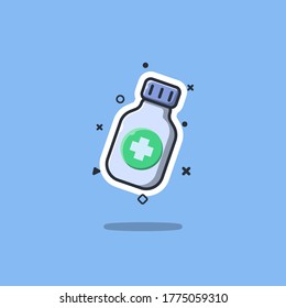 Medicine bottle vector illustration in flat style isolated on light blue background