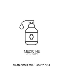 Medicine bottle vector line icon. Editable stroke