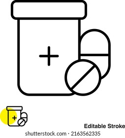 Medicine Bottle Vector Line Icon