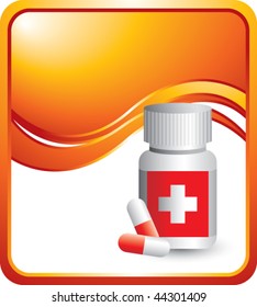 fondo de onda naranja vertical del frasco de medicina