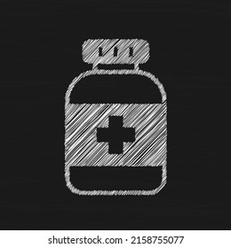 Medicine Flasche weißen Skizze Vektorsymbol. Symbol für Webdesign oder mobile App