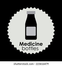 medicine bottles  design over black background, vector illustration