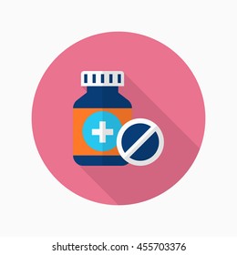 Medicine bottles icon , Vector flat long shadow design.