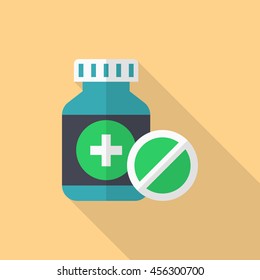 Medicine bottles icon , Vector flat long shadow design.