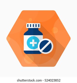 Medicine bottles icon , Vector flat long shadow design.