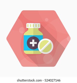 Medicine bottles icon , Vector flat long shadow design.